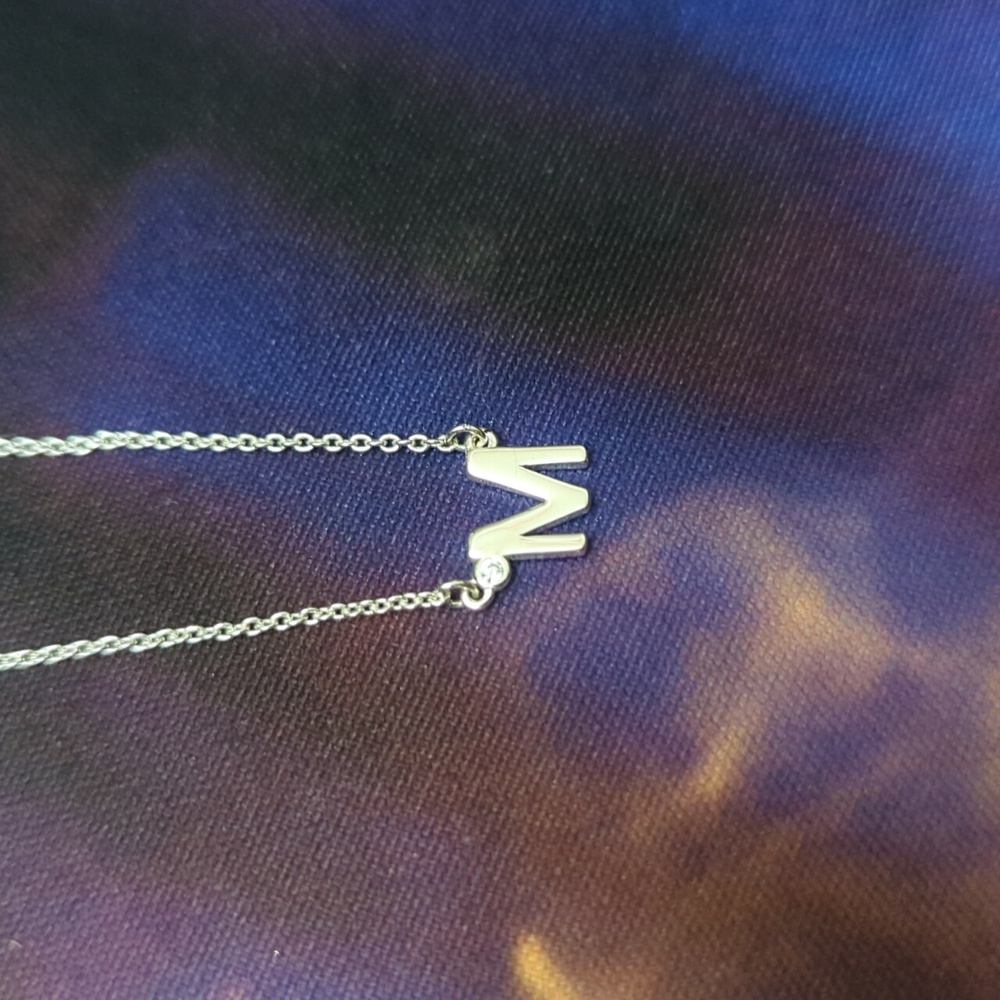 M necklace silver plated adjustable
